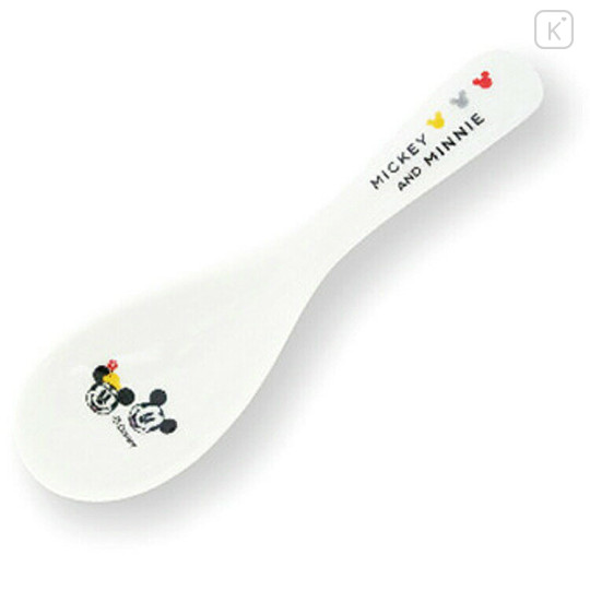 Japan Disney Porcelain Spoon - Mickey & Minnie : Face Smile - 1