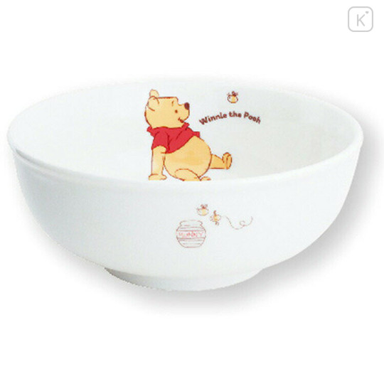 Japan Disney Kids Porcelain Ramen Bowl - Pooh : Relax - 1