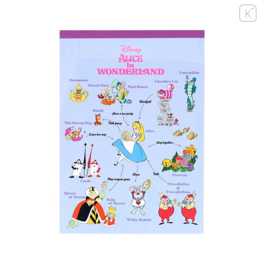 Japan Disney A6 Notepad - Alice in Wonderland : Relationship Chart - 1