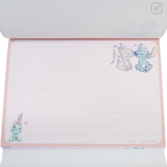 Japan Disney Die-cut Cover A6 Notepad - Angel & Scrump & Stitch : Love - 3