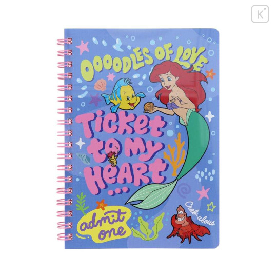 Japan Disney B6 Ring Notebook - Ariel & Flounder : Oodles of Love - 1