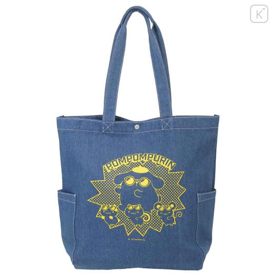 Japan Sanrio Denim Tote Bag - Pompompurin : Cool Dance - 1