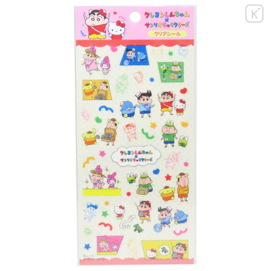 Japan Crayon Shinchan × Sanrio Sheet Sticker - Pink - 1