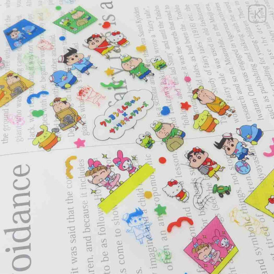 Japan Crayon Shinchan × Sanrio Sheet Sticker - Pink - 2