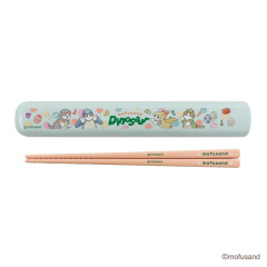 Japan Mofusand Chopsticks 16.5cm with Case - Cat Dinosaur