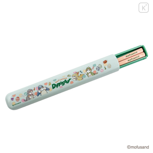 Japan Mofusand Chopsticks 16.5cm with Case - Cat Dinosaur - 4