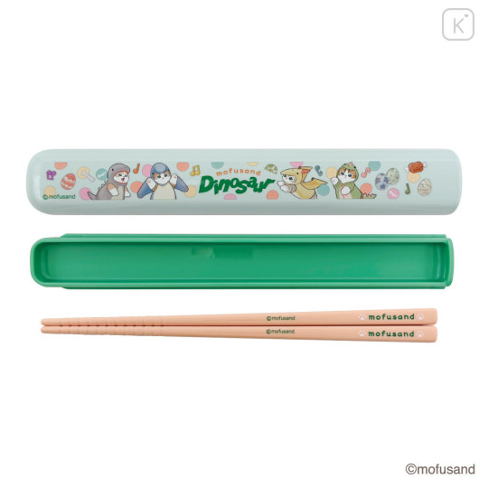 Japan Mofusand Chopsticks 16.5cm with Case - Cat Dinosaur - 5
