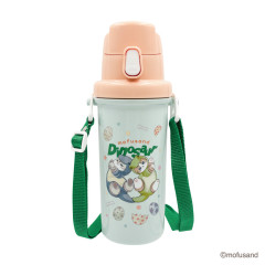 Japan Mofusand One Push Water Bottle with Strap - Cat Dinosaur