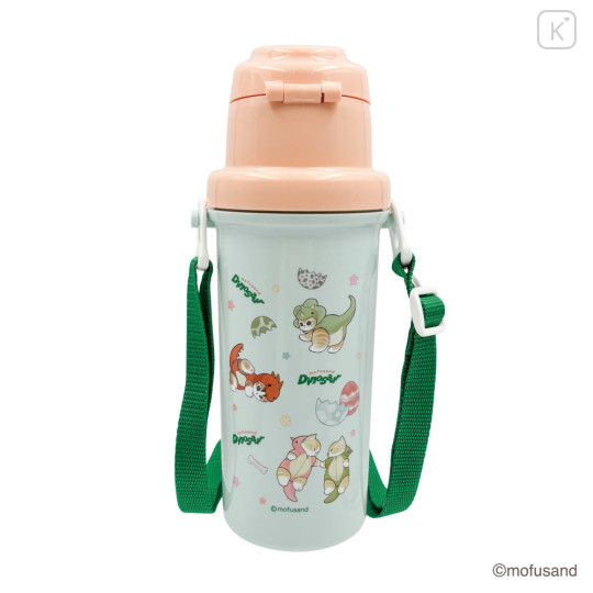 Japan Mofusand One Push Water Bottle with Strap - Cat Dinosaur - 4