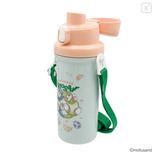 Japan Mofusand One Push Water Bottle with Strap - Cat Dinosaur - 5
