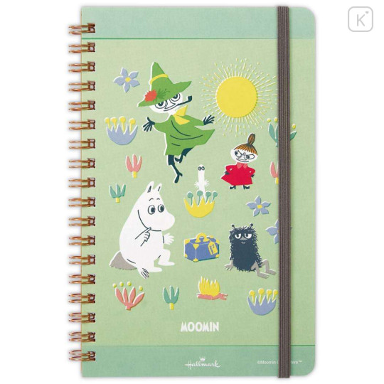 Japan Moomin Slim Ring Notebook - Little My & Moomintroll & Snufkin : Green - 1