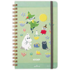 Japan Moomin Slim Ring Notebook - Little My & Moomintroll & Snufkin : Green