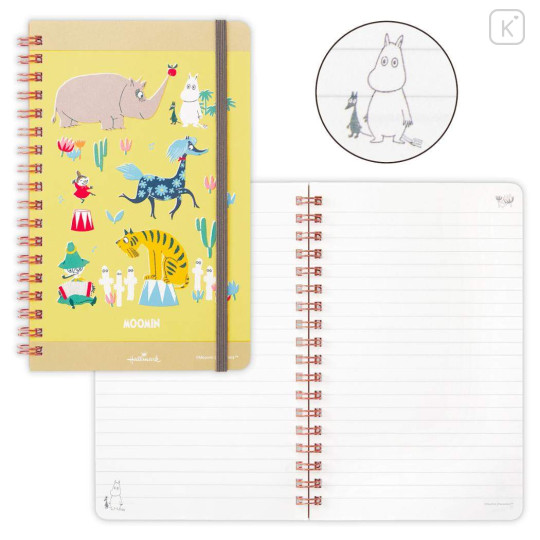 Japan Moomin Slim Ring Notebook - Little My & Moomintroll & Snufkin : Yellow - 3