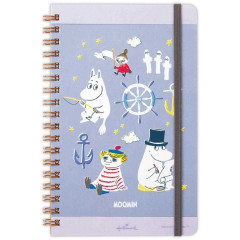 Japan Moomin Slim Ring Notebook - Little My & Moomintroll : Blue Grey