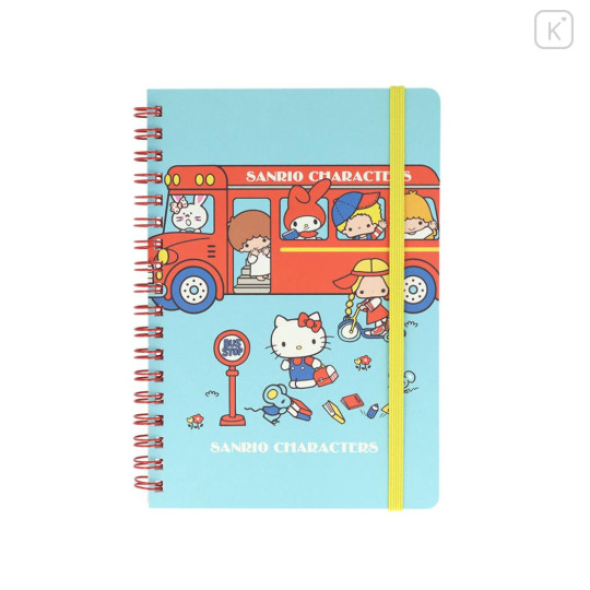 Japan Sanrio B6 Ring Notebook - New Life Collection Characters Bus - 1