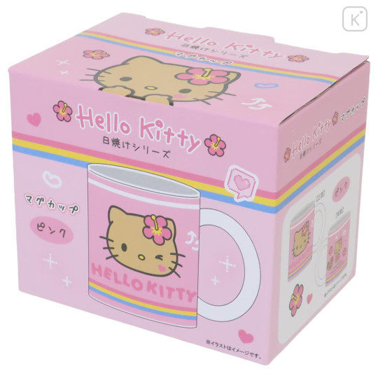 Japan Sanrio Ceramic Mug - Hello Kitty : Y2K Tan Pink - 3