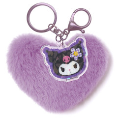 Japan Sanrio Dangling Tail Mascot Keychain - Kuromi : Y2k Houndstooth Heart