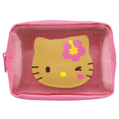 Japan Sanrio Mesh Mini Pouch - Hello Kitty : Y2K Tan Pink