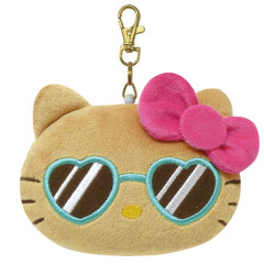 Japan Sanrio Face-shaped Pass Case & Pouch - Hello Kitty : Tan Swimsuit Party Sunglasses
