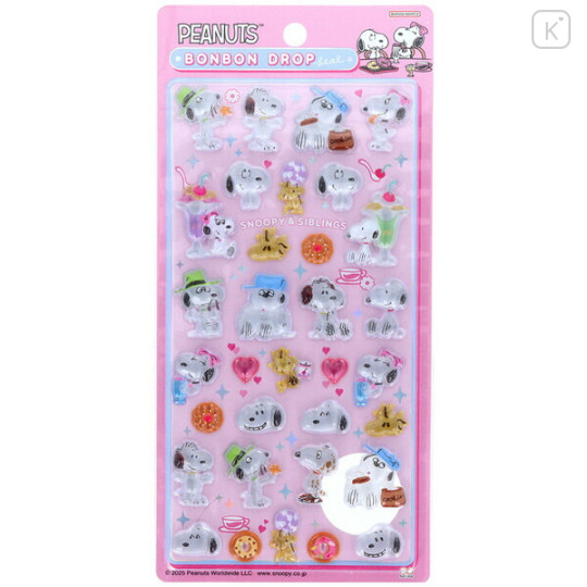 Japan Peanuts Bonbon Drop Seal 3D Sticker - Snoopy : Family Pink - 1