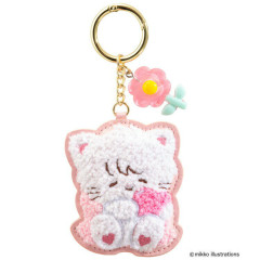 Japan Mikko Illustrations Sagara Embroidered Keychain - Mousse Flower