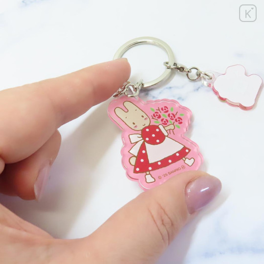 Japan Sanrio Acrylic Keychain 2 Charm - Marron Cream : 40th Anniversary Flower Rose - 2