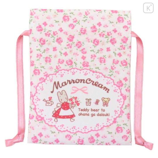 Japan Sanrio Mini Drawstring Bag - Marron Cream : 40th Anniversary Flower Rose - 1
