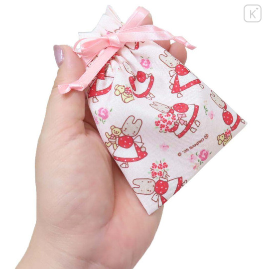 Japan Sanrio Mini Drawstring Bag - Marron Cream : 40th Anniversary Flower Rose B - 2