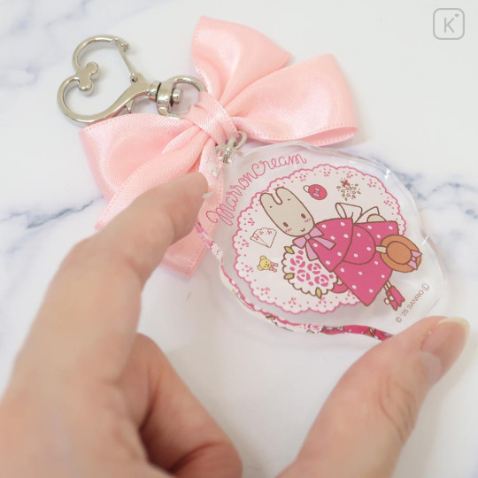 Japan Sanrio Acrylic Keychain - Marron Cream : Ribbon Heart - 2