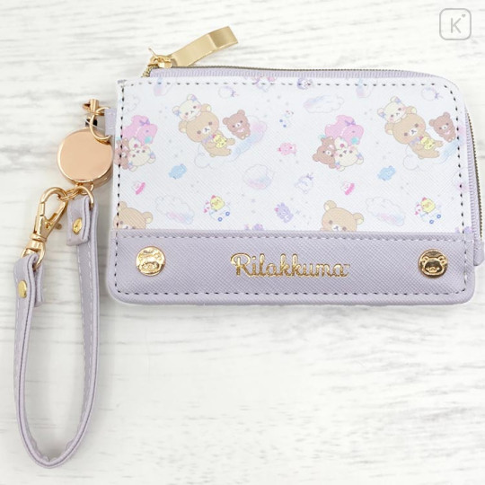 Japan San-X Pass Case Card Holder & Coin Case & Reel - Rilakkuma : Rocking Horse Purple - 1