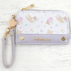 Japan San-X Pass Case Card Holder & Coin Case & Reel - Rilakkuma : Rocking Horse Purple