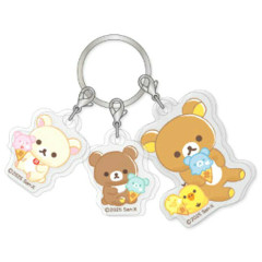Japan San-X Acrylic Keychain 3 Charm - Rilakkuma : Ice Cream