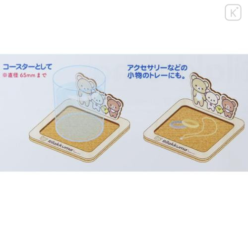 Japan San-X Cork Coaster With Ornaments - Rilakkuma : Hand In Hand - 4