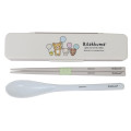 Japan San-X Chopsticks 18cm & Spoon with Case - Rilakkuma : Balloon Party Brown - 1