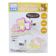 Japan San-X Acrylic Hair Clip Set - Rilakkuma : Aurora Relax