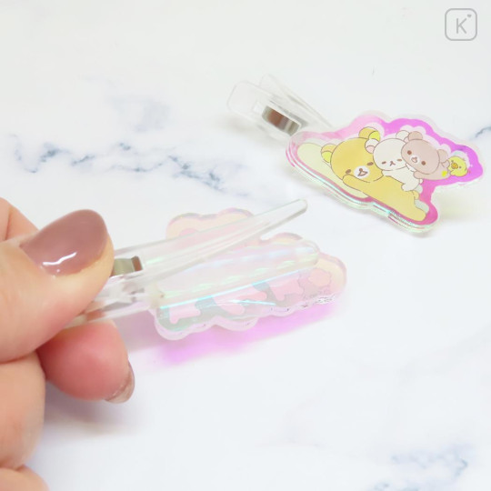 Japan San-X Acrylic Hair Clip Set - Rilakkuma : Aurora Relax - 2