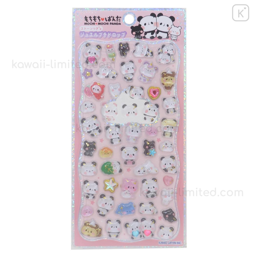 Japan Mochimochi Panda Gold Foil Jewel Sticker - Pink