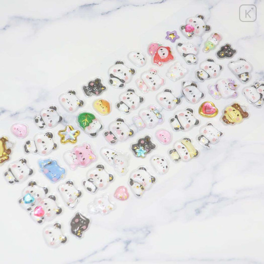 Japan 3D Gold Foil Jewel Sticker - Mochi Mochi Panda : Pink - 2