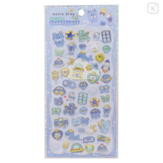 Japan Gold Foil Jewel Sticker - Blue Things - 1