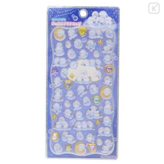 Japan 3D Gold Foil Jewel Sticker - White Bird Shimaenaga Night - 1