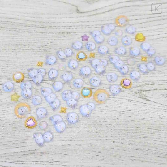 Japan 3D Gold Foil Jewel Sticker - White Bird Shimaenaga Night - 2