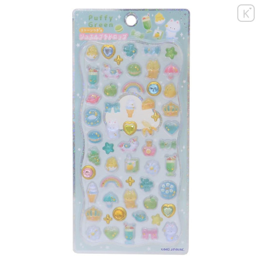 Japan 3D Gold Foil Jewel Sticker - Puffy Green - 1
