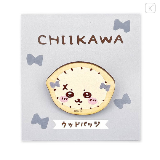 Japan Chiikawa Wood Badge - Rakko : Face - 4