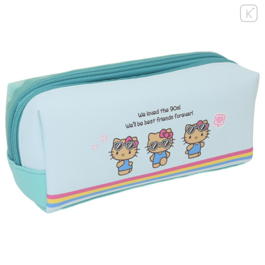 Japan Sanrio Mesh Pen Pouch - Hello Kitty : Tan Swimsuit Party Y2K Tan Blue - 2