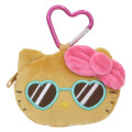 Japan Sanrio Mascot Coin Case - Hello Kitty : Tan Swimsuit Party Sunglasses - 1