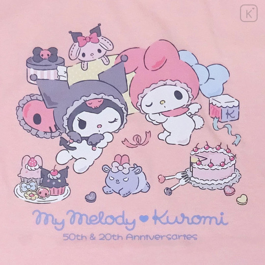 Japan Sanrio T-shirt - My Melody 50th & Kuromi 20th Anniversary Pink - 2