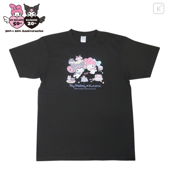 Japan Sanrio T-shirt - My Melody 50th & Kuromi 20th Anniversary Black - 1