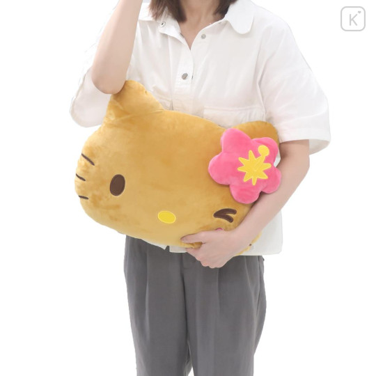 Japan Sanrio Die-cut Cushion - Hello Kitty : Tan Swimsuit Party Wink - 2