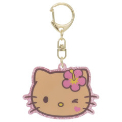 Japan Sanrio Acrylic Keychain - Hello Kitty : Tan Swimsuit Party Wink