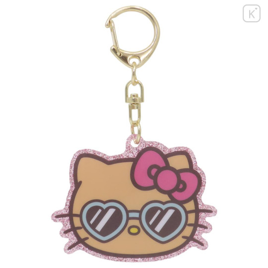 Japan Sanrio Acrylic Keychain - Hello Kitty : Tan Swimsuit Party Sunglasses - 1